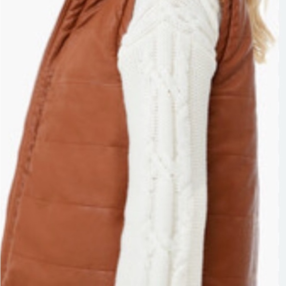 Tuckernuck Camel and Tan Shearling Reversible Beckham Vest, Size M, Like New - Picture 2 of 7